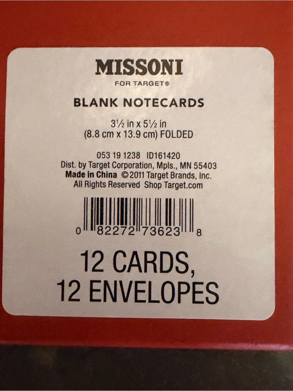 Missoni for Target Purple and Yellow Chevron Note Card Set 12 cards